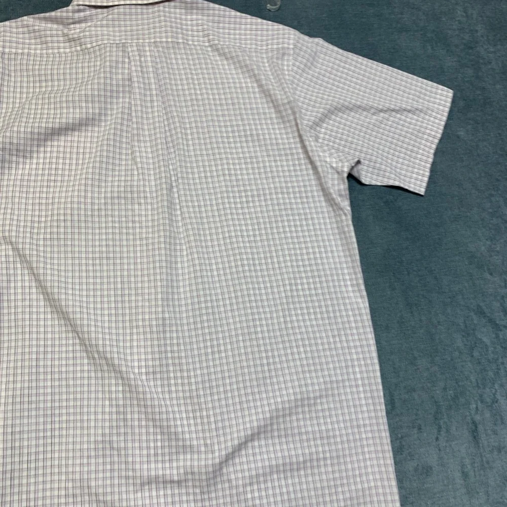 Stafford Essentials Dress Shirt Mens 17.5 Multicolor Plaid Regular Fit Business